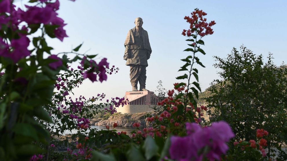 PHOTO: The "Statue Of Unity", the world's tallest statue dedicated to Indian independence leader Sardar Vallabhbhai Patel, stands overlooking the Sardar Sarovar Dam near Vadodara in India's western Gujarat state, Oct. 30, 2018.