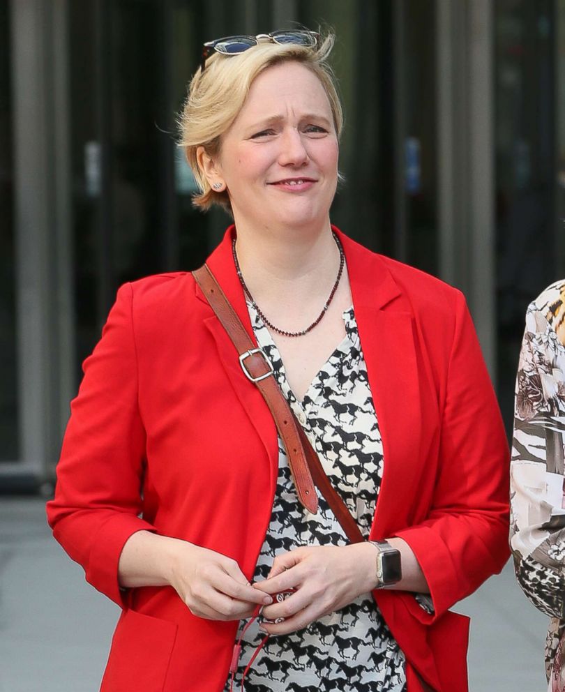 PHOTO: MP Stella Creasy leaving BBC TV studios after being interviewed about Wonga going into administration, Aug. 31, 2018, in London.