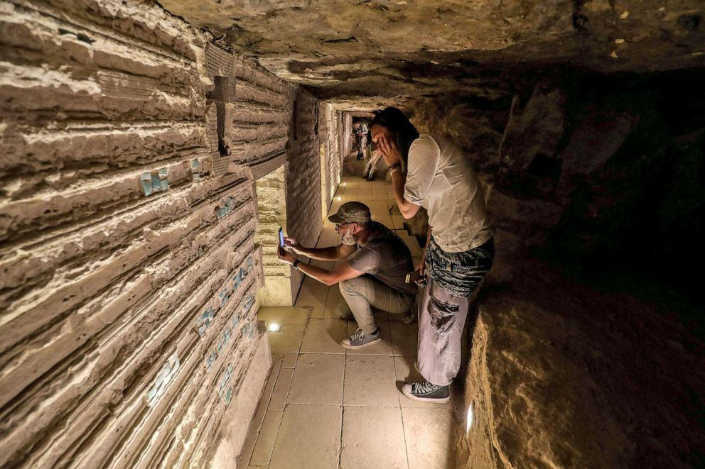 PHOTO: A tourist takes picture inside the step pyramid of Djoser in Egypt's Saqqara necropolis, south of the capital Cairo, March 5, 2020.