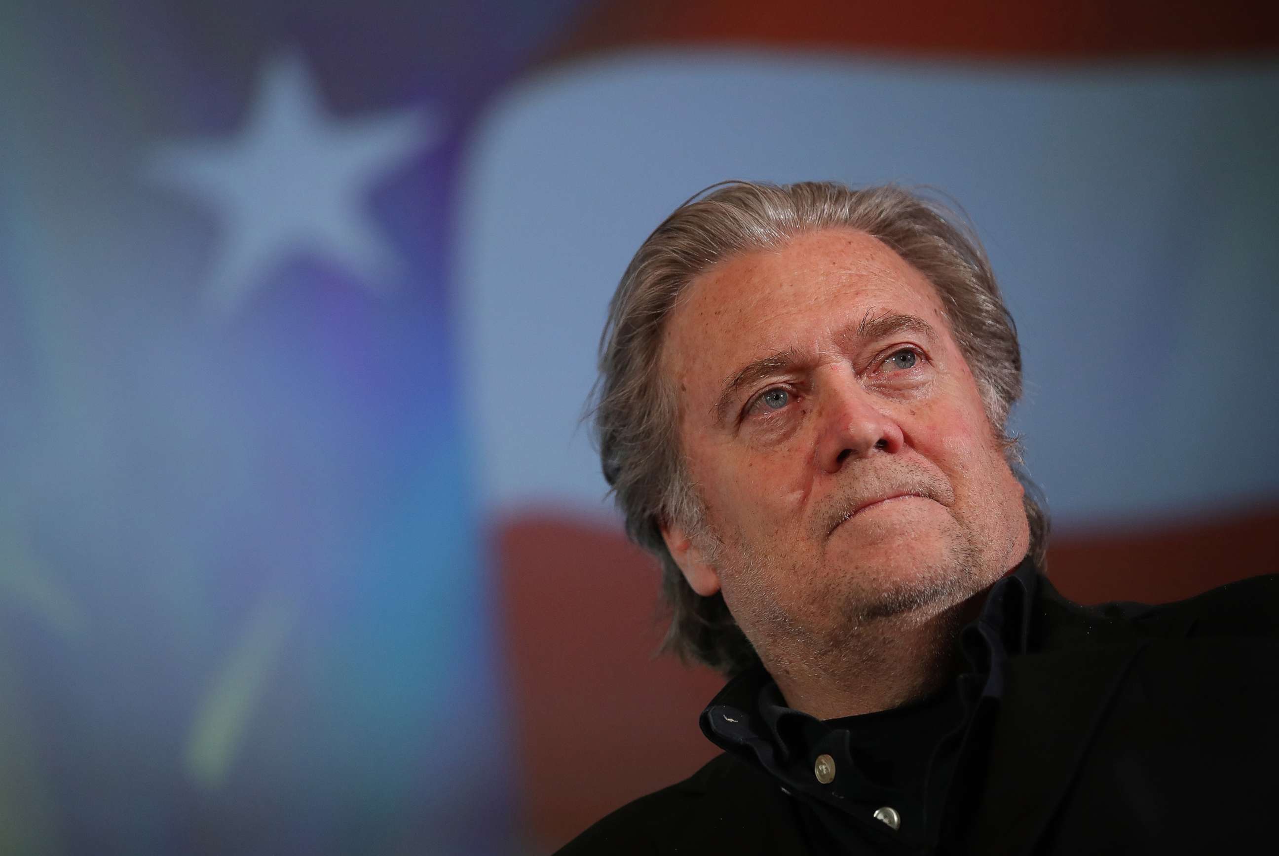 PHOTO: In this May 22, 2018, file photo, Steve Bannon, former White House Chief Strategist to President Donald Trump, attends a debate with Lanny Davis, former special counsel to Bill Clinton, in Prague, Czech Republic.