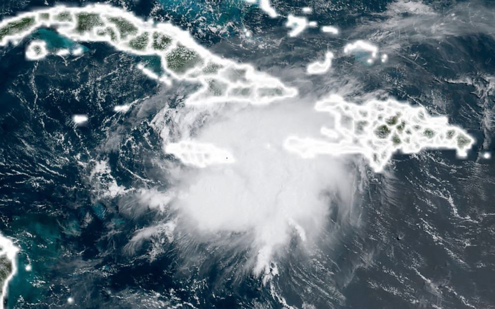 PHOTO: Satellite imaging shows storm activity over Haiti, Aug. 17, 2021. 