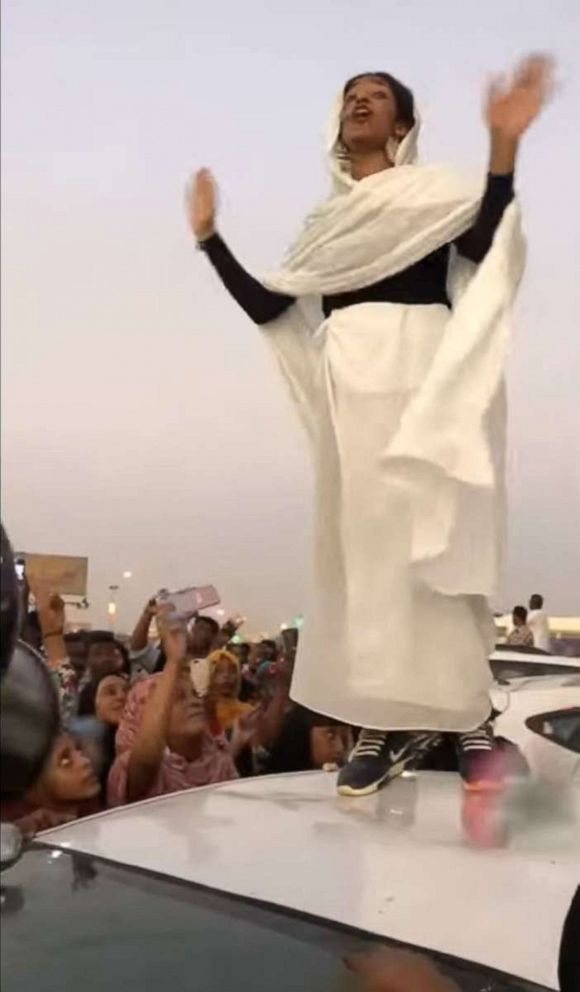 PHOTO: A video of a Sudanese protester reciting revolutionary poetry to thousands of protesters in Sudan's capital Khartoum went viral in April 2019.