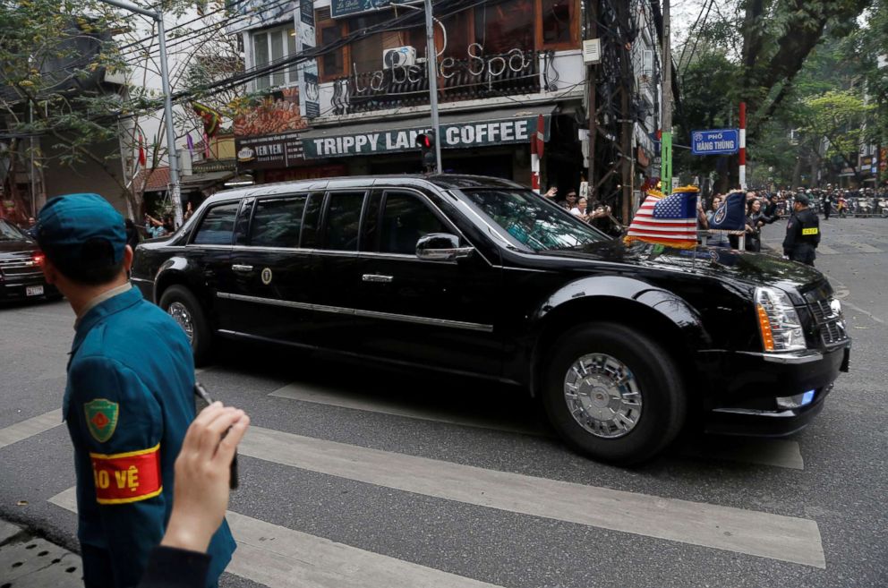 PHOTO: The motorcade of President Donald Trump travels towards the Metropole for the North Korea-U.S. summit with North Korean leader Kim Jong Un in Hanoi, Vietnam, Feb. 28, 2019. 