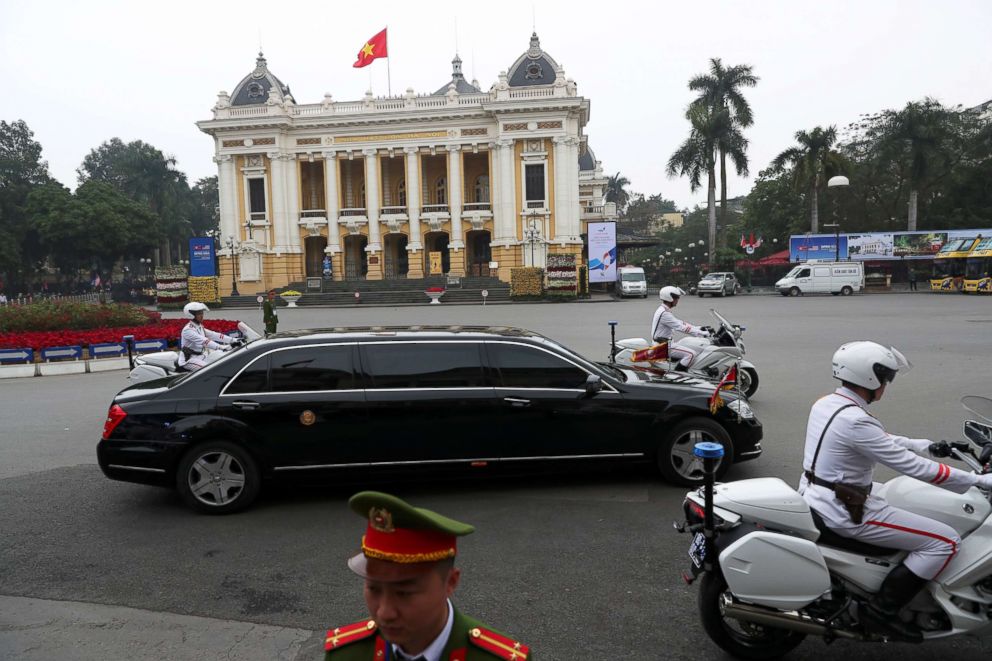 PHOTO: The motorcade transporting North Korean leader Kim Jong Un passes the Opera House after leaving the Metropole Hotel after his meeting with President Donald Trump for the second North Korea-U.S. summit in Hanoi, Vietnam, Feb. 28, 2019.