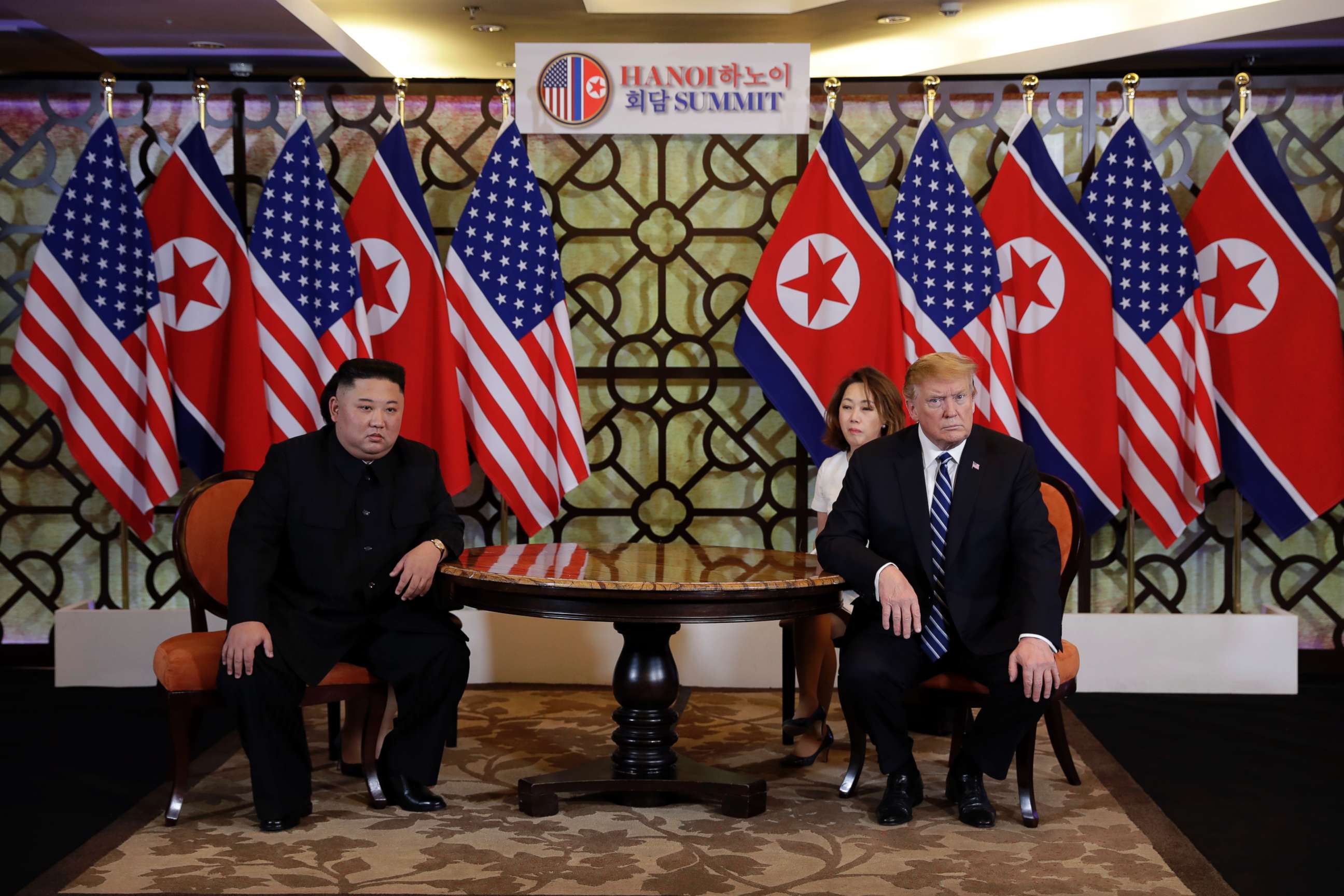 PHOTO: President Donald Trump meets North Korean leader Kim Jong Un, Feb. 28, 2019, in Hanoi, Vietnam. 