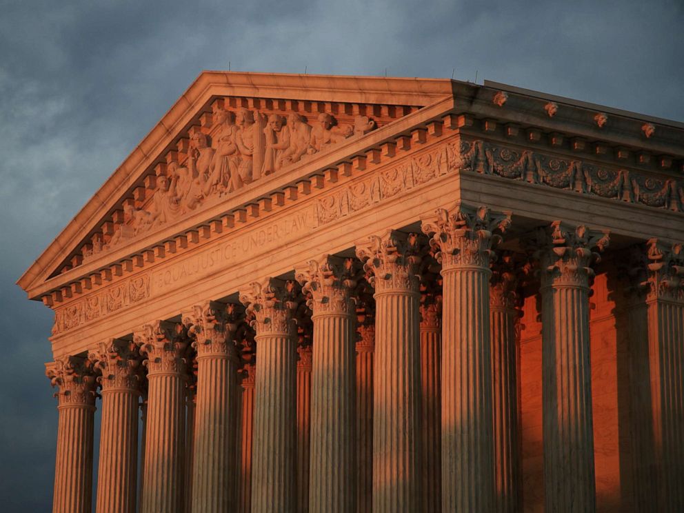 PHOTO: In this October 4, 2018 photo, the US Supreme Court is seen at sunset in Washington, D.C.