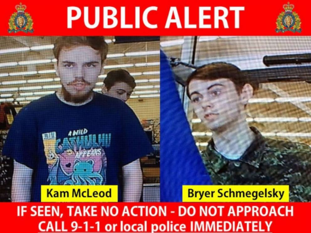 PHOTO: : The Royal Canadian Mounted Police released these images of Kam McLeod and Bryer Schmegelsky.