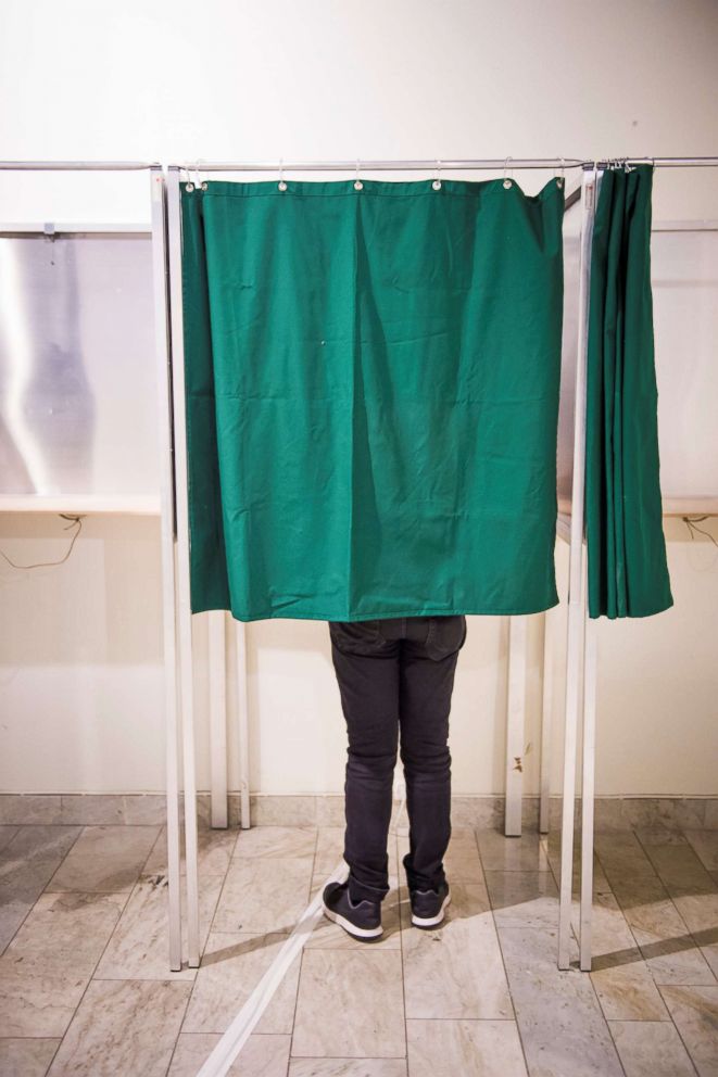 PHOTO: A person cast a ballot during advance voting, at a polling station in Stockholm, Sweden, Aug. 23, 2018.