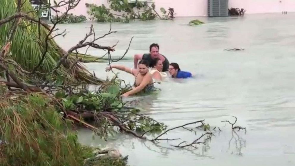 PHOTO: A group of people were rescued from raging floodwaters in Abaco Island, Bahamas, on Sunday, Sept. 1, 2019, as Hurricane Dorian slammed the nation with record force.