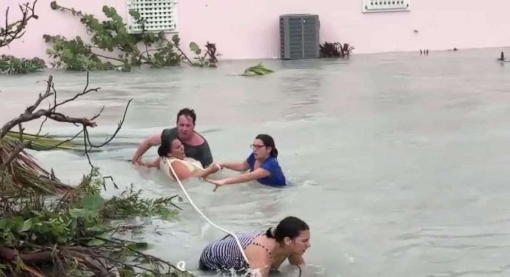 PHOTO: A group of people were rescued from raging floodwaters in Abaco Island, Bahamas, on Sunday, Sept. 1, 2019, as Hurricane Dorian slammed the nation with record force.