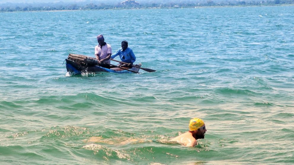 PHOTO: South African Martin Hobbs swam across Lake Malawi in April 2019.