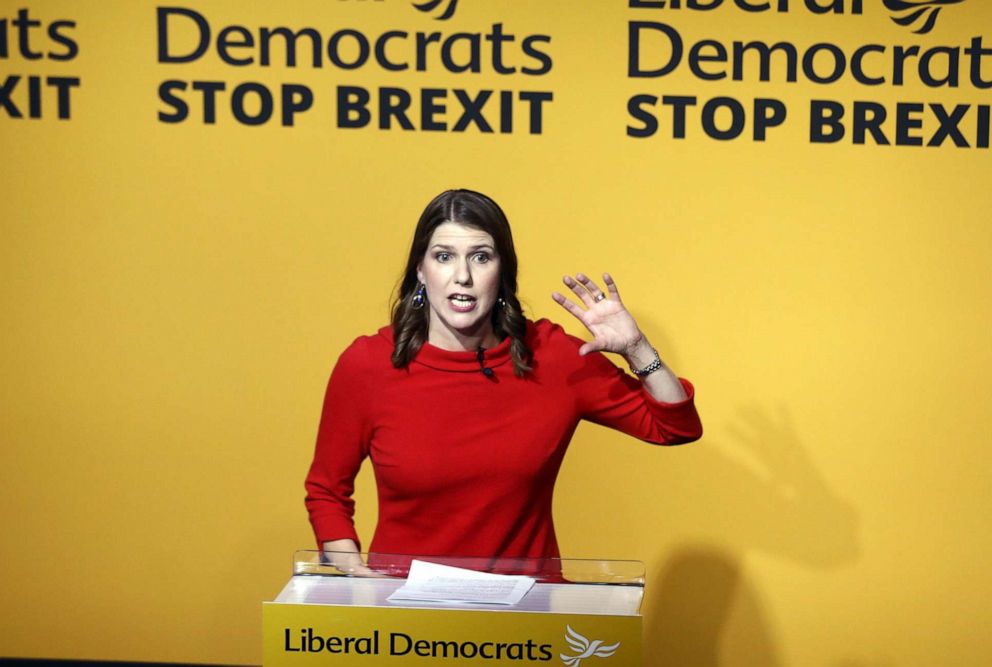 PHOTO: Jo Swinson, leader of the Liberal Democrats, speaks during the party's new leader announcement in London, U.K., on Monday, July 22, 2019.
