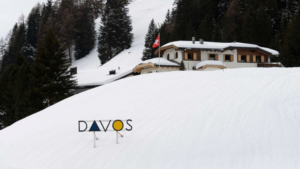 PHOTO: A sign reading "Davos," pictured prior to the World Economic Forum WEF in Davos, Switzerland, Jan. 12, 2018. 