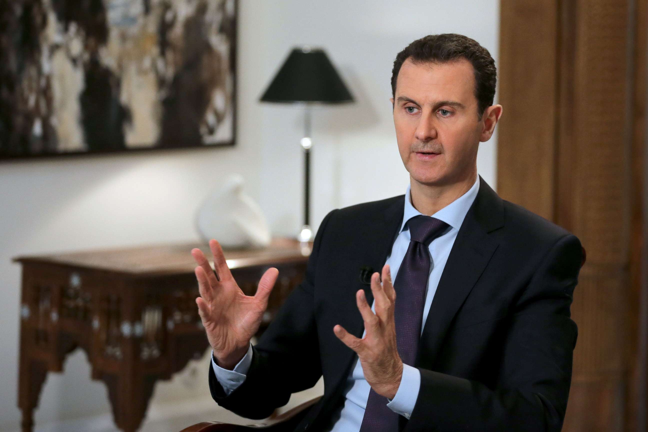 PHOTO: Syrian President Bashar al-Assad during an interview with AFP in the capital Damascus. Feb. 11, 2016. 
