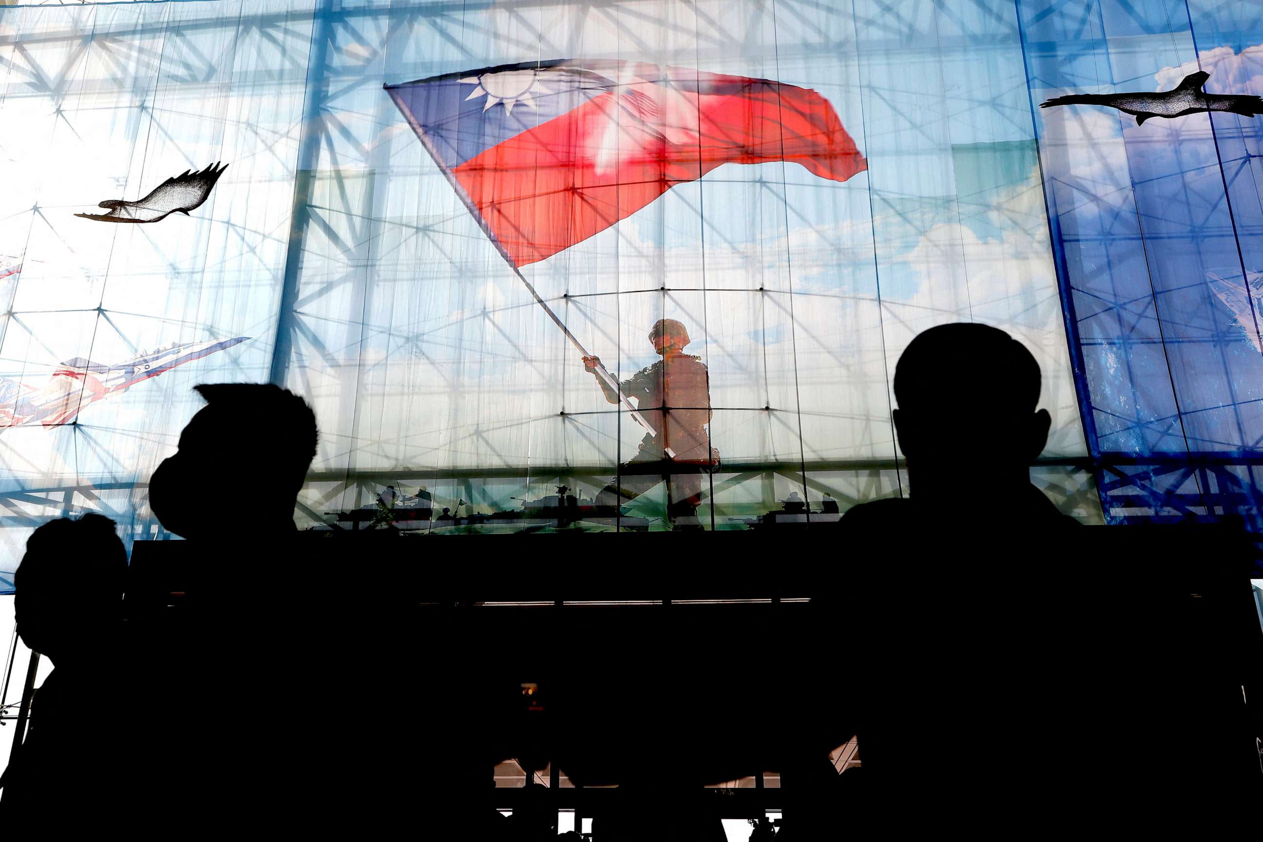 PHOTO: Taiwanese flags are seen at the Ministry of National Defence of Taiwan in Taipei, Taiwan, Dec. 26, 2022.