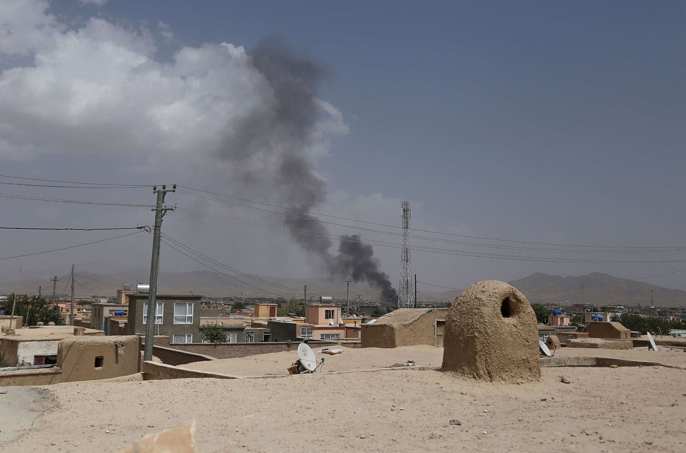 PHOTO: Smoke rising into the air after Taliban militants launched an attack on the Afghan provincial capital of Ghazni, Aug. 10, 2018.