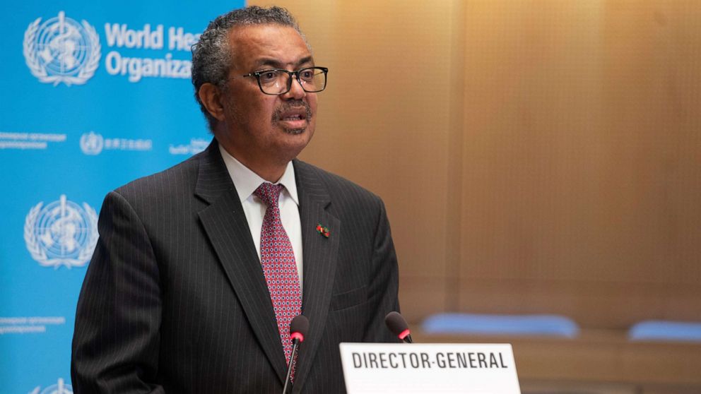 PHOTO: World Health Organization (WHO) Director General Tedros Adhanom Ghebreyesus speaks as he attends the World Health Assembly (WHA) amid the coronavirus disease (COVID-19) pandemic in Geneva, Switzerland, May 24, 2021. 