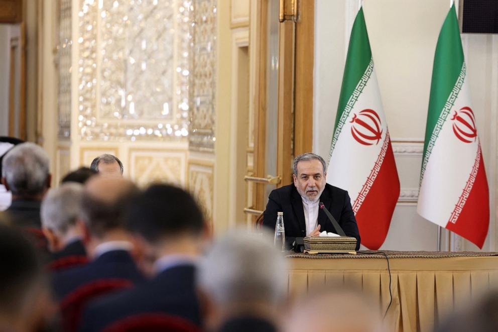 PHOTO: Iranian Foreign Minister Abbas Araghchi addresses foreign ambassadors to Iran, in Tehran on Oct. 5, 2025.