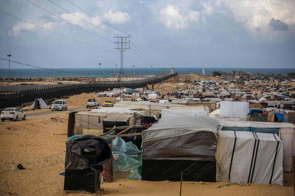 PHOTO: General view of a tented camp for displaced Palestinians near the Egyptian border while seeking safety from Israeli air strikes, on Jan. 14, 2024, in Rafah, Gaza.
