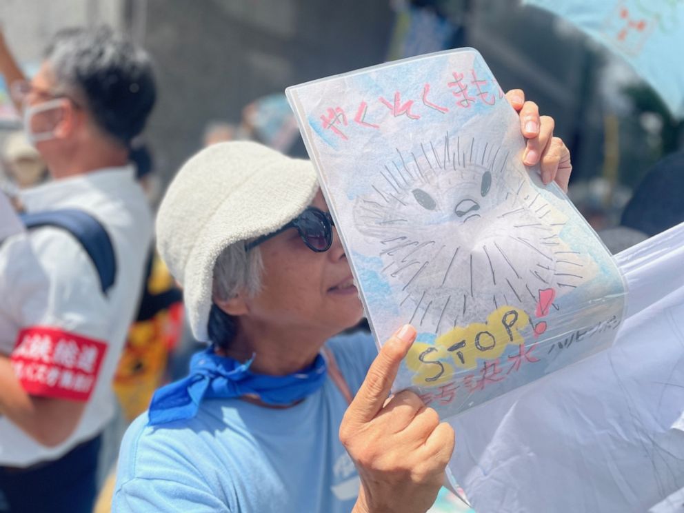 PHOTO: Protestors gather outside TEPCO headquarters in Tokyo, Japan, on August 24, 2023.