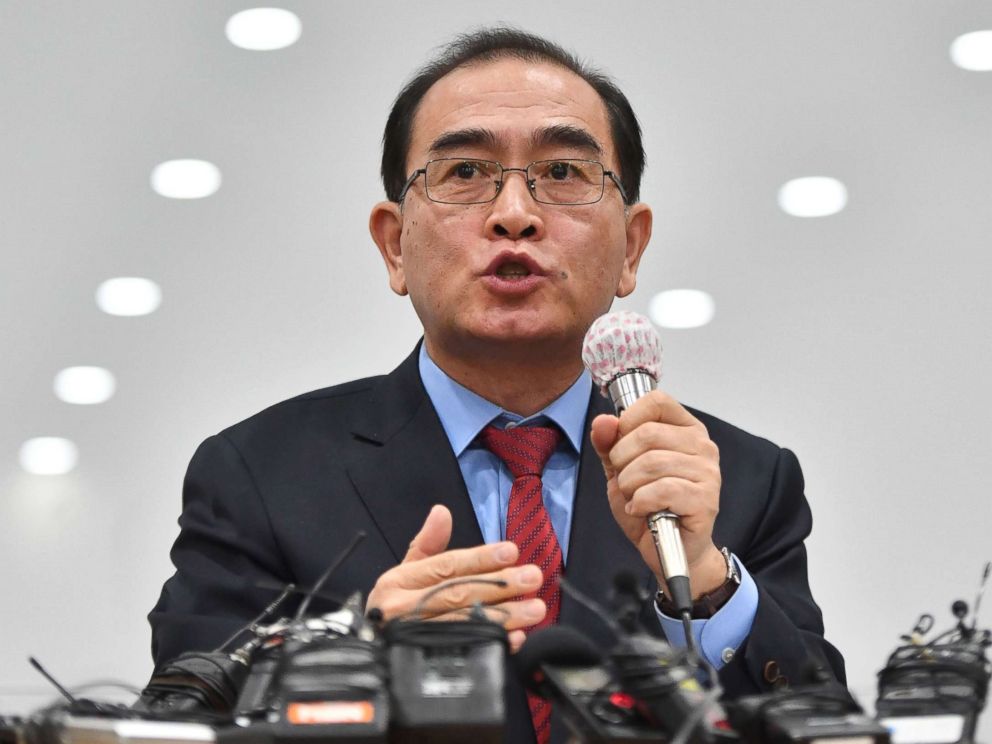 PHOTO: Thae Yong-ho, former North Korean deputy ambassador to Britain who defected to South Korea, speaks during a press conference to support Cho Seong Gil, a North Korean diplomat in Italy seeking asylum, in Seoul, Jan. 9, 2019.