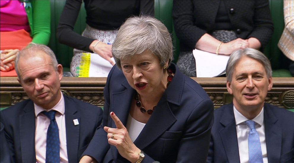 PHOTO: Britain's Prime Minister Theresa May speaks in the House of Commons in London, Nov. 14, 2018.