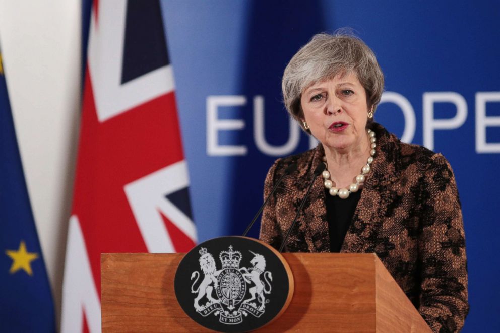 PHOTO: British Prime Minister Theresa May holds a press conference at the European Council during the two day EU summit, Dec. 14, 2018, in Brussels, Belgium. 