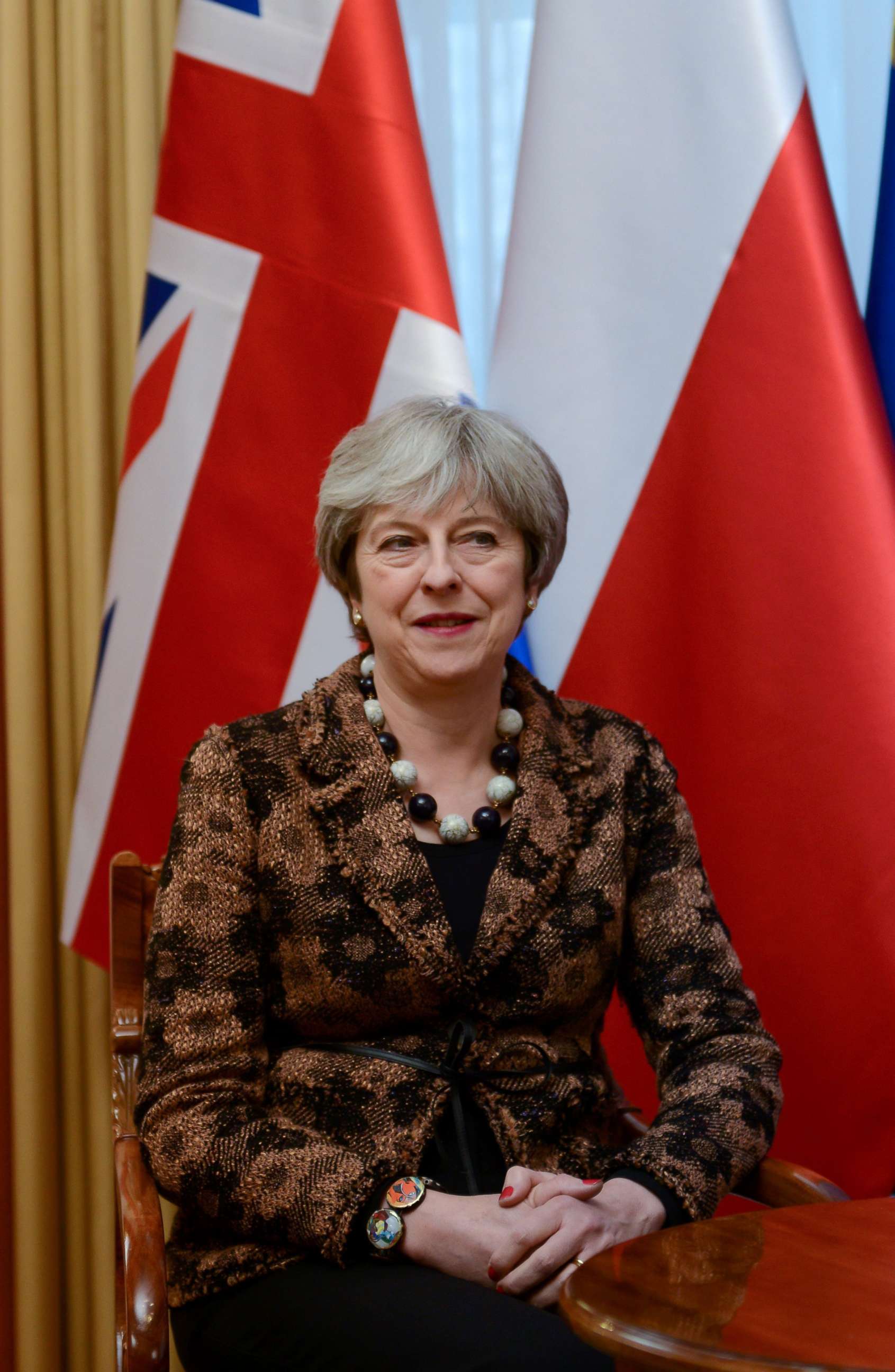 PHOTO: Britain's Prime Minister Theresa May is pictured during a meeting with Polish Prime Minister Mateusz Morawiecki at the Belvedere Palace in Warsaw, Poland, Dec. 21, 2017. 