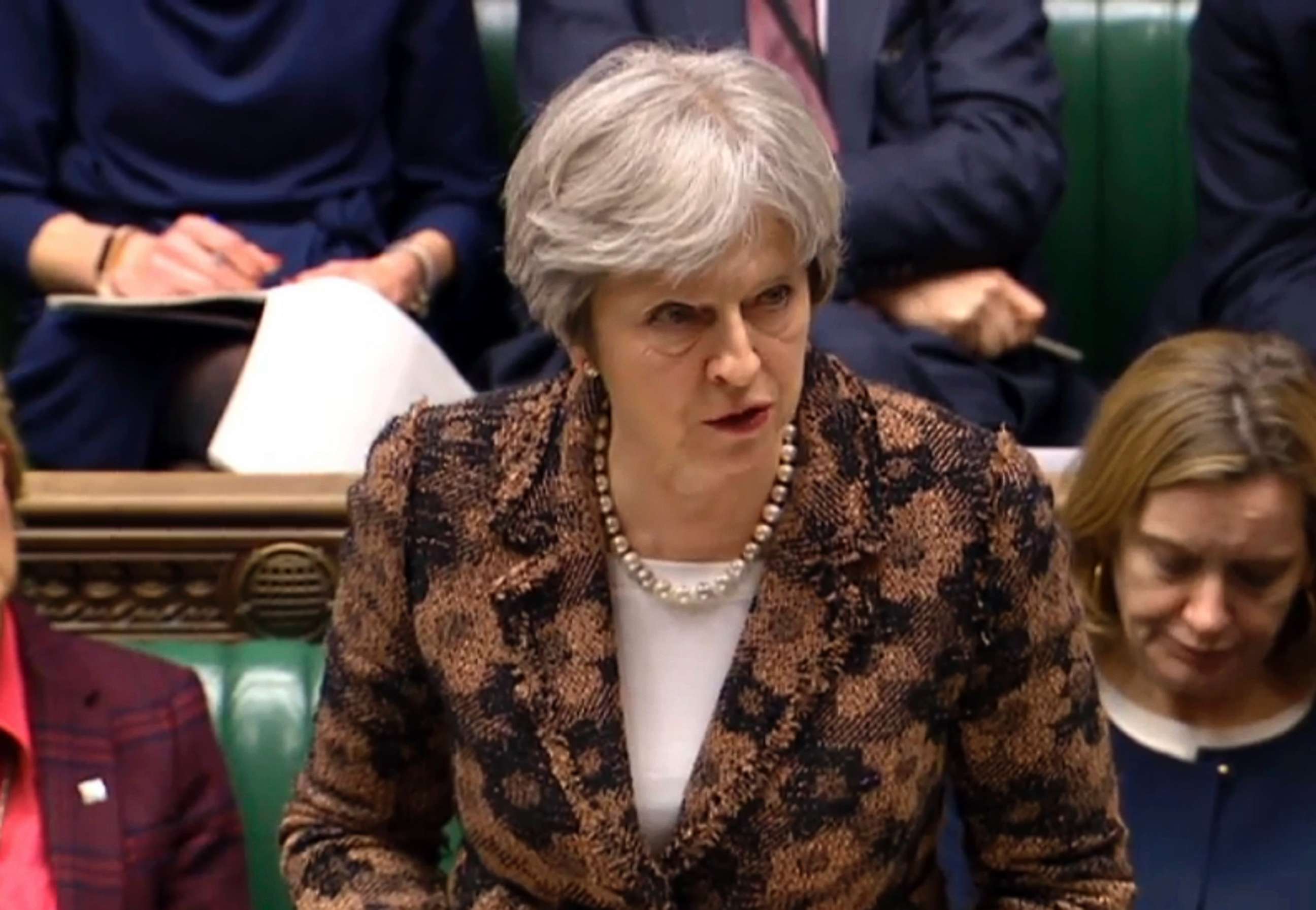 PHOTO: British Prime Minister Theresa May says her government has concluded it is "highly likely" Russia is responsible for the poisoning of an ex-spy, Sergei Skripal, and daughter Yulia who were exposed to a nerve agent known as Novichok, March 12, 2018.