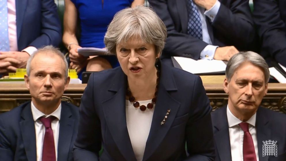 Britain's Prime Minister Theresa May makes a statement on Britain's response to a March 4 nerve attack on a former Russian double agent, following a meeting of Britain's National Security Council, in the House of Commons in central London, March 14, 2018.