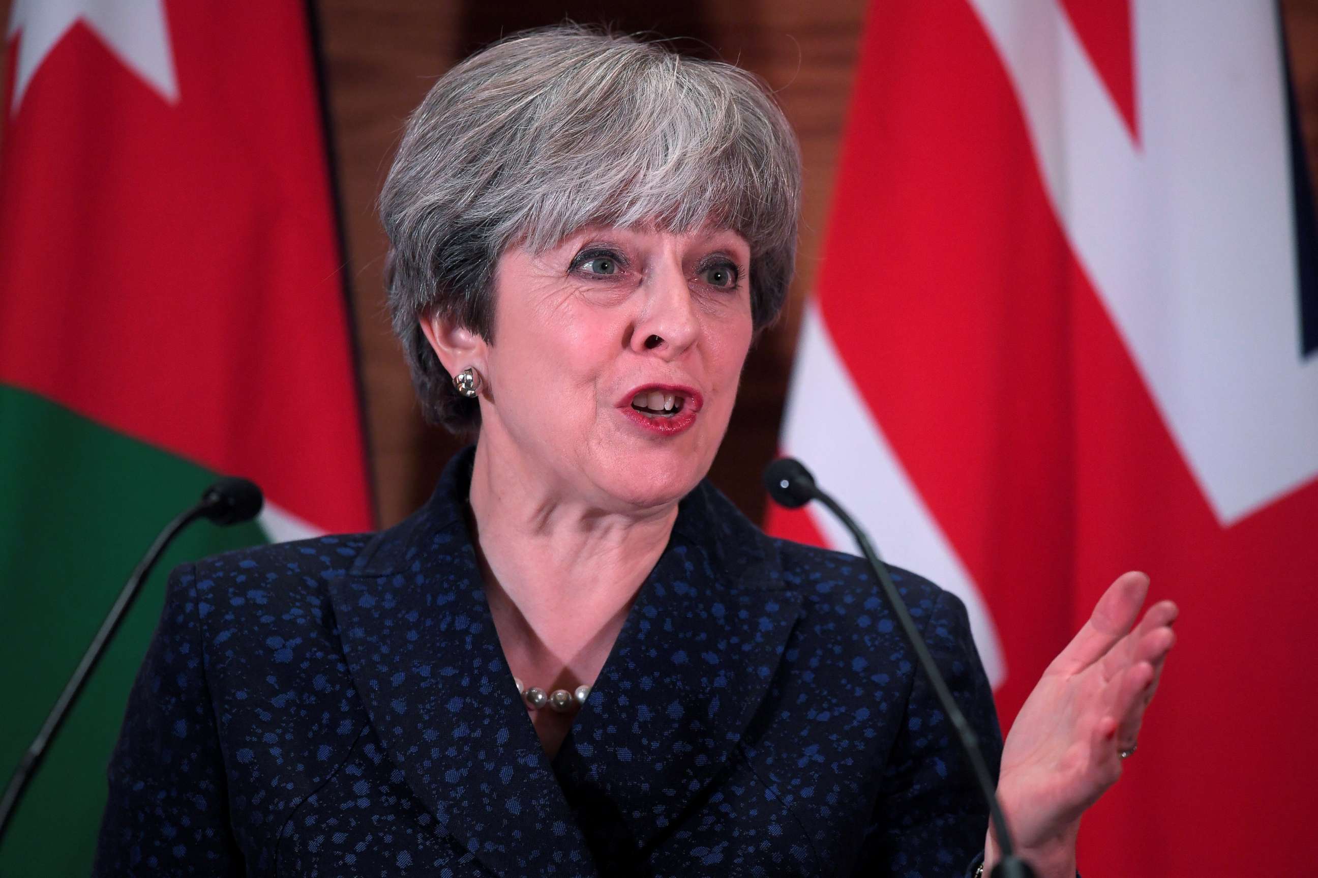 PHOTO: Britain's Prime Minister Theresa May attends a press conference, in Amman, Jordan, Nov. 30, 2017 