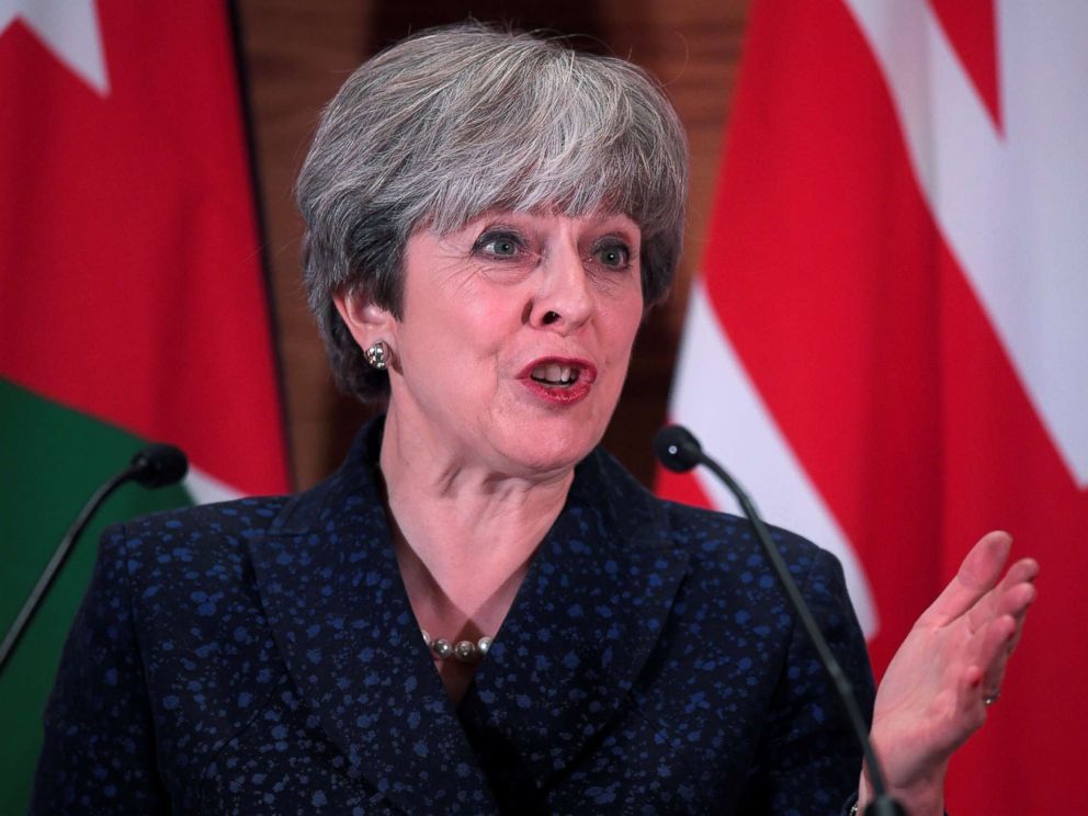 PHOTO: Britains Prime Minister Theresa May attends a press conference, in Amman, Jordan, Nov. 30, 2017