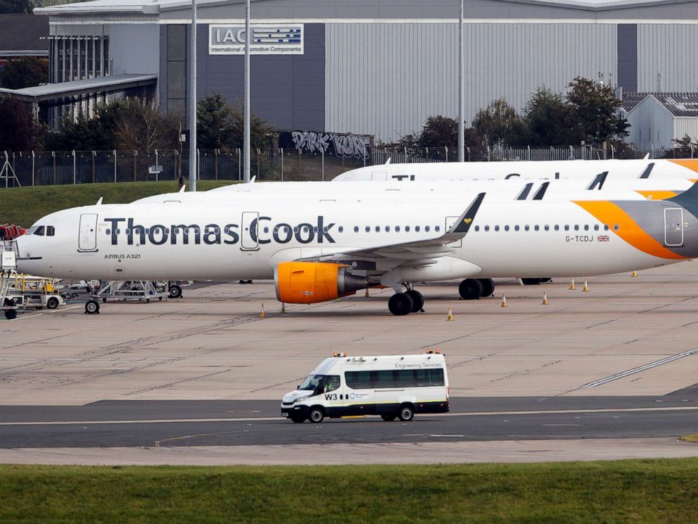 PHOTO: Thomas Cook planes on the tarmac at Birmingham airport in Birmingham, England, Sept. 23, 2019.