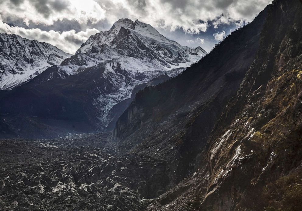 PHOTO: Ice and debris is seen in the tongue of Glacier 1, at the base of Mount Gongga, known in Tibetan as Minya Konka, on Nov. 13, 2015, in Hailuogou, Garze Tibetan Autonomous Prefecture, Sichuan province, China.