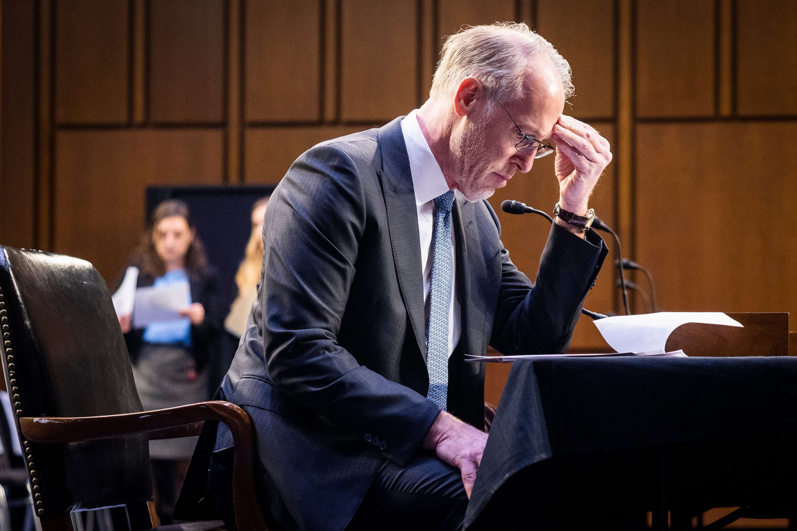 PHOTO: Joe Berchtold, CFO of Ticketmaster parent company Live Nation, prepares to face lawmakers about Ticketmaster's breakdown processing orders for Taylor Swift's tour in the Hart Senate Office Building in Washington, Jan. 24, 2023.