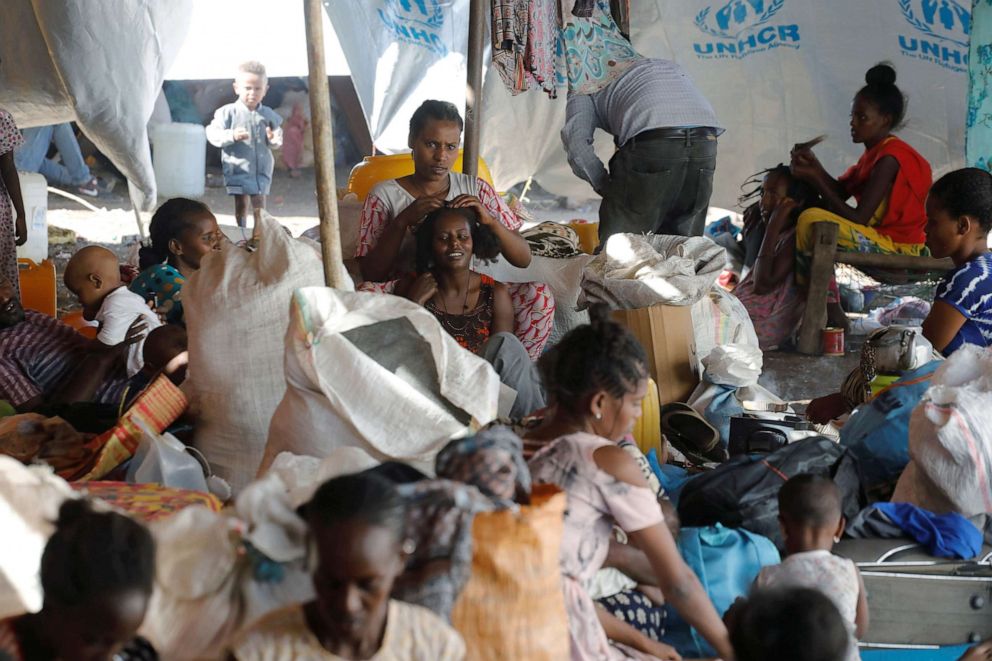 PHOTO: Ethiopian refugees are seen at the Hamdeyat refugees transit camp, which houses refugees fleeing the fighting in the Tigray region, on the border in Sudan, Dec. 1, 2020.