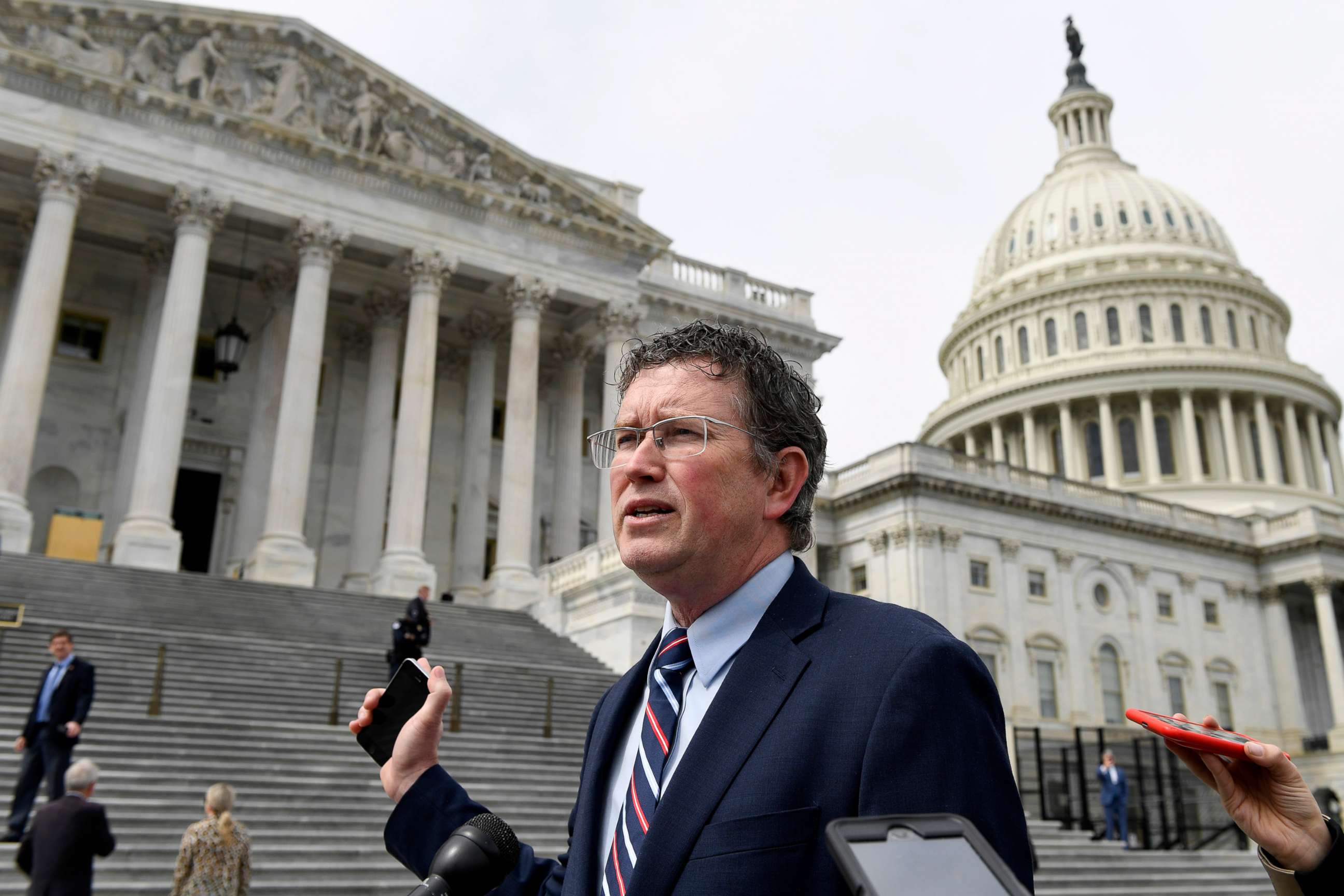 PHOTO: Rep. Thomas Massie, R-Ky., leaves Capitol Hill in Washington, March 27, 2020, after attempting to slow action on a rescue package.