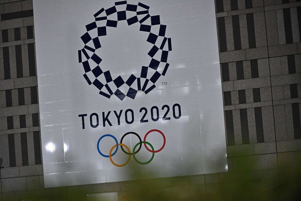 PHOTO: A logo of the Tokyo 2020 Olympic Games is seen at the metropolitan government building in Tokyo, Japan, on March 30, 2020. Japanese organizers announced that the postponed games would be rescheduled for July 23, 2021.