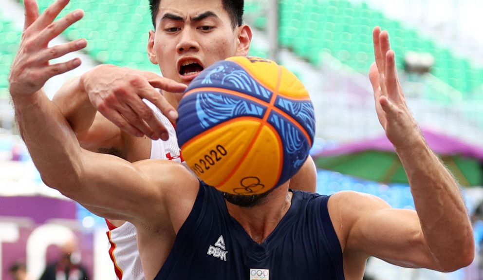 PHOTO: Aleksandar Ratkov of Serbia is seen in action during a a 3x3 men's basketball match against China on July, 24, 2021 in Tokyo.