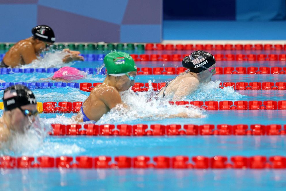 PHOTO: Lydia Jacoby of Team United States competes in the Women's 100m Breaststroke Final on day four of the Tokyo 2020 Olympic Games at Tokyo Aquatics Centre on July 27, 2021 in Tokyo, Japan.