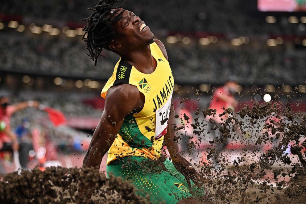 PHOTO: Jamaica's Tajay Gayle competes in the men's long jump qualification during the Tokyo 2020 Olympic Games at the Olympic Stadium in Tokyo on July 31, 2021.