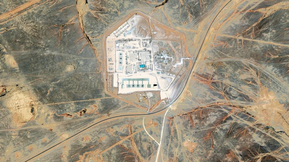 PHOTO: In this Maxar satellite image, Tower 22, which houses a small number of U.S. troops, is shown in northern Jordan. 