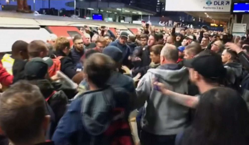 PHOTO: Extinction Rebellion protesters caused disruption at London's Canning Town tube station, Oct. 17, 2019.