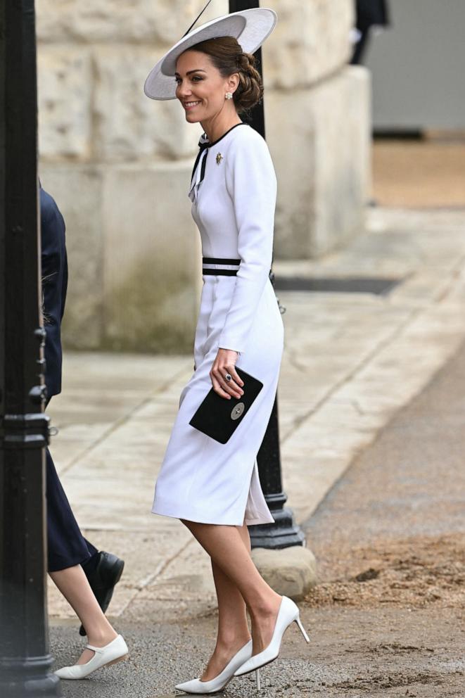 PHOTO: Britain's Catherine, Princess of Wales, arrives to Horse Guards Parade for the King's Birthday Parade "Trooping the Colour" in London, June 15, 2024. 