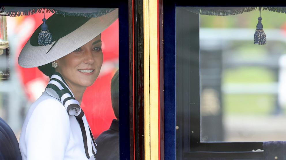 PHOTO: Catherine, Princess of Wales during Trooping the Colour at Buckingham Palace on June 15, 2024, in London.