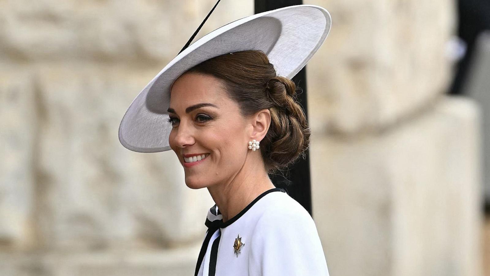 PHOTO: Britain's Catherine, Princess of Wales, arrives to Horse Guards Parade for the King's Birthday Parade "Trooping the Colour" in London, June 15, 2024.