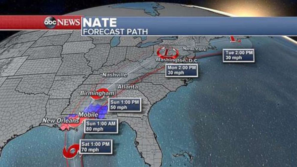 PHOTO: Tropical Storm Nate updated forecast path.