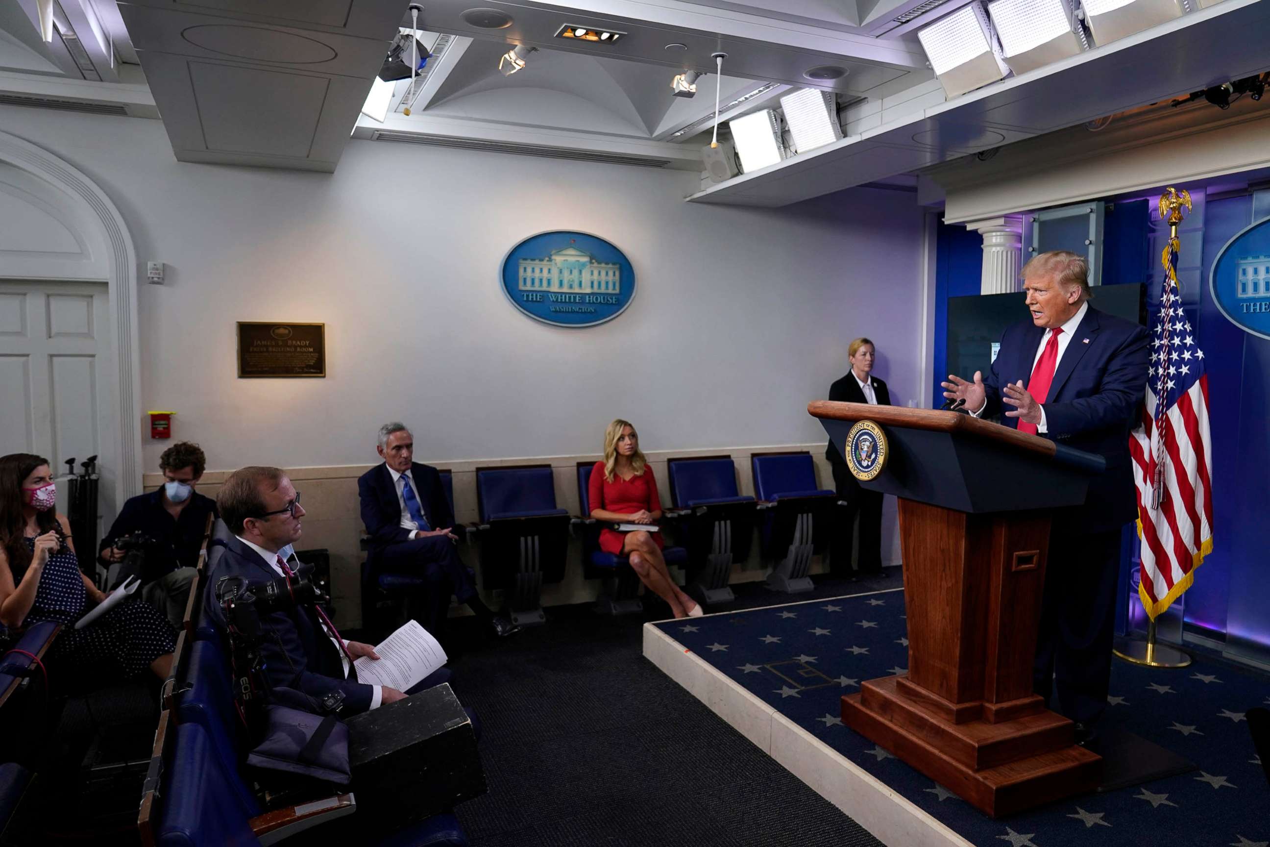 PHOTO: President Donald Trump speaks during a news conference at the White House in Washington, Sept. 10, 2020.