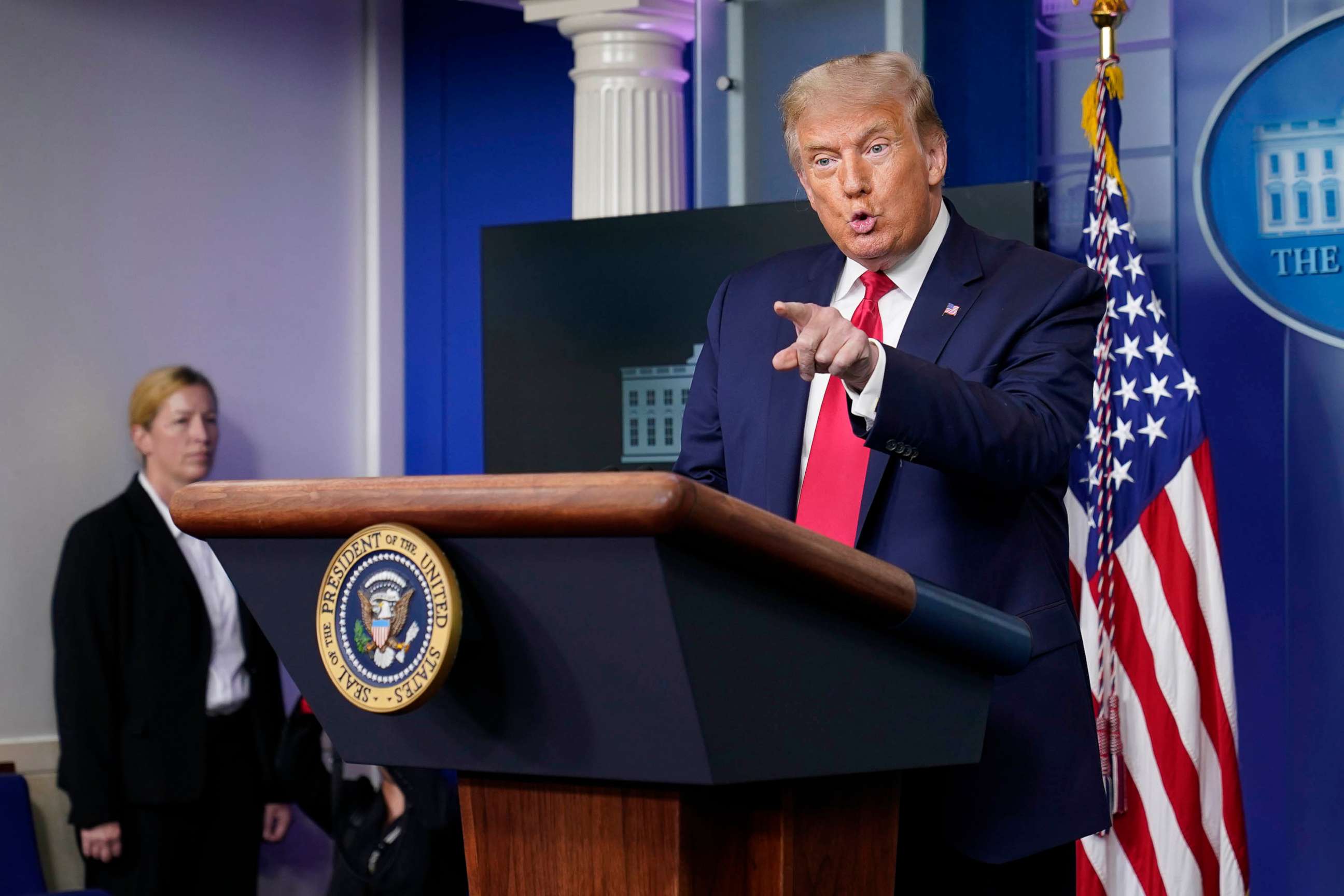 PHOTO: President Donald Trump speaks during a news conference at the White House in Washington, Sept. 10, 2020.