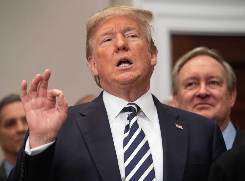 PHOTO: President Donald Trump speaks after signing the Economic Growth, Regulatory Relief, and Consumer Protection Act in the Roosevelt Room at the White House, May 24, 2018.